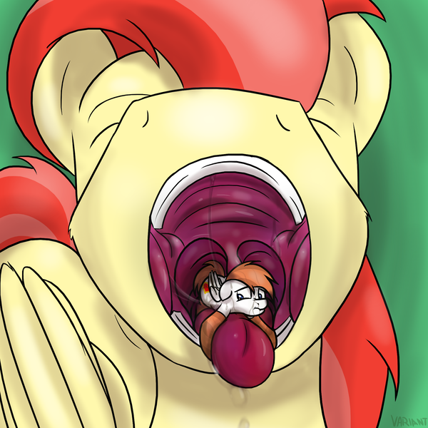 Size: 1800x1800 | Tagged: questionable, artist:variant, derpibooru import, oc, unnamed oc, unofficial characters only, pony, clothes, drool, fetish, giant pony, macro, micro, open mouth, oral vore, perspective, socks, throat, tongue out, uvula, vore