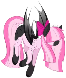 Size: 1056x1250 | Tagged: safe, artist:doekitty, derpibooru import, oc, oc:pink dreams, unofficial characters only, bat pony, pony, hair bow, solo