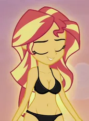 Size: 480x650 | Tagged: suggestive, derpibooru import, edit, edited screencap, editor:ah96, screencap, sunset shimmer, equestria girls, my past is not today, rainbow rocks, belly button, big breasts, black underwear, bra, breast edit, breasts, busty sunset shimmer, cleavage, clothes, cropped, female, panties, sexy, solo, solo female, underwear, underwear edit