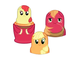 Size: 2000x1500 | Tagged: safe, artist:klarnetist, derpibooru import, apple bloom, applejack, big macintosh, earth pony, pony, cute, male, matryoshka doll, simple background, stallion, transparent background, vector