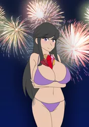 Size: 1280x1823 | Tagged: 4th of july, artist:jonfawkes, belly button, big breasts, bikini, breasts, busty octavia, clothes, derpibooru import, female, fireworks, human, humanized, imminent explosion, octavia melody, solo, solo female, suggestive, swimsuit, this will end in explosions, this will end in pain