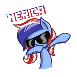 Size: 2400x2400 | Tagged: artist:malphee, dab, derpibooru import, murica, oc, oc:america pony, safe, simple background, solo, sunglasses, transparent background, unofficial characters only