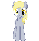 Size: 128x133 | Tagged: safe, artist:onil innarin, derpibooru import, derpy hooves, pegasus, pony, animated, c:, female, looking at you, mare, pixel art, simple background, solo, transparent background, wip