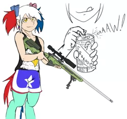 Size: 936x871 | Tagged: artist:dj-black-n-white, bipod, bolt action, clothes, derpibooru import, freedom, gun, murica, oc, oc:hope, parent:lyra heartstrings, rifle, safe, satyr, scope, solo, source needed, unofficial characters only, weapon