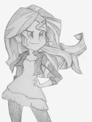 Size: 640x853 | Tagged: safe, artist:djzapapple, derpibooru import, sunset shimmer, equestria girls, simple background, sketch, solo, traditional art, white background