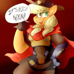 Size: 3000x3000 | Tagged: anthro, applejack, artist:ihasjessie-kat, crossover, derpibooru import, jesse mccree, mccreejack, overwatch, safe, solo