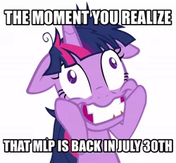 Size: 606x562 | Tagged: derpibooru import, floppy ears, hype, hyper, insanity, lesson zero, meme, safe, season 6, season 6 hype, text, twilight snapple, twilight sparkle