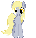 Size: 128x133 | Tagged: safe, artist:onil innarin, derpibooru import, derpy hooves, pegasus, pony, animated, c:, cute, female, looking at you, mare, pixel art, simple background, solo, transparent background
