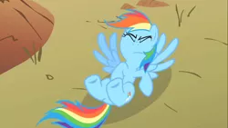 Size: 1280x720 | Tagged: safe, derpibooru import, screencap, rainbow dash, pony, over a barrel, misleading thumbnail, not what it looks like, out of context, solo