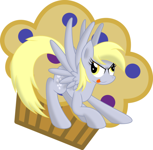 Size: 6260x6117 | Tagged: safe, artist:mysteriouskaos, derpibooru import, derpy hooves, pegasus, pony, absurd resolution, female, food, giant muffin, mare, muffin, solo, tongue out