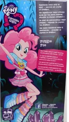 Size: 612x1079 | Tagged: safe, derpibooru import, pinkie pie, equestria girls, legend of everfree, boho, box art, camp fashion show outfit, clothes, doll, equestria girls logo, french, german, outfit, promotional art, solo, spanish, toy