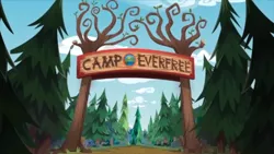 Size: 1334x750 | Tagged: source needed, useless source url, safe, derpibooru import, screencap, equestria girls, legend of everfree, camp everfree, entrance, scenery