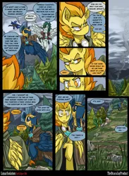 Size: 3000x4091 | Tagged: absurd resolution, artist:dracojayproduct, cloak, clothes, comic, comic:lunar isolation, derpibooru import, goggles, oc, oc:pierson, oc:willow, princess luna, safe, spitfire