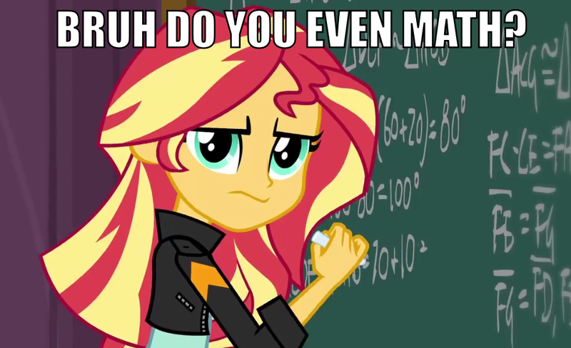 Size: 985x601 | Tagged: safe, derpibooru import, sunset shimmer, equestria girls, friendship games, algebra, image macro, math, meme