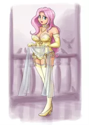 Size: 919x1280 | Tagged: artist:king-kakapo, big breasts, bird, breasts, busty fluttershy, choker, cleavage, clothes, corset, derpibooru import, ear piercing, earring, evening gloves, female, fluttershy, frilly underwear, garter belt, garters, gloves, high heels, human, humanized, jewelry, lingerie, looking at you, multiple variants, necklace, panties, piercing, ribbon, scarf, sexy, smiling, stockings, suggestive, underwear, yellow underwear