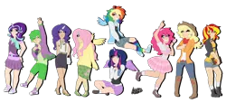 Size: 3500x1600 | Tagged: applejack, artist:kikirdcz, book, candy, clothes, converse, crossed arms, derpibooru import, floating wings, fluttershy, food, hair over one eye, horned humanization, human, humane nine, humanized, lollipop, mane nine, one eye closed, pinkie pie, rainbow dash, rainbow socks, rarity, safe, shoes, simple background, sitting, smiling, socks, spike, starlight glimmer, striped socks, sunset shimmer, sweater, sweatershy, transparent background, twilight sparkle, twilight sparkle (alicorn), winged humanization, wink