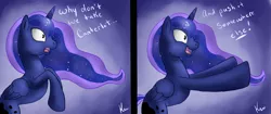 Size: 1562x659 | Tagged: safe, artist:kunomasu, derpibooru import, princess luna, meme, ponified meme, push it somewhere else patrick, sandy spongebob and the worm, solo, spongebob squarepants