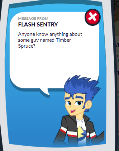 Size: 382x485 | Tagged: safe, derpibooru import, flash sentry, timber spruce, equestria girls, legend of everfree, app, exploitable meme, meme, message from flash sentry, waifu thief