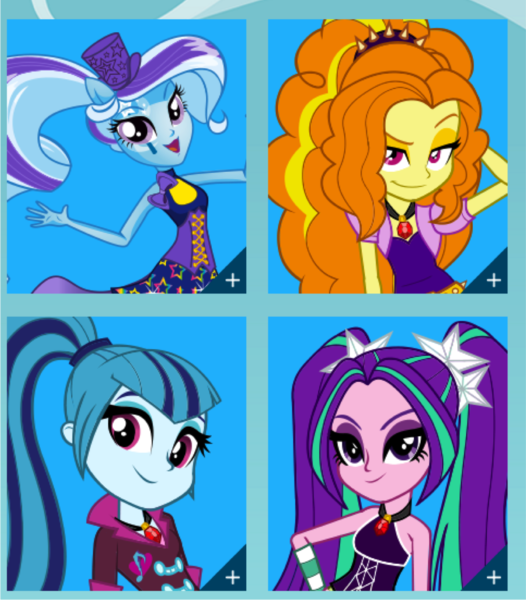 Size: 929x1059 | Tagged: safe, derpibooru import, official, adagio dazzle, aria blaze, sonata dusk, trixie, equestria girls, rainbow rocks, hasbro, one of these things is not like the others, sleeveless, the dazzlings