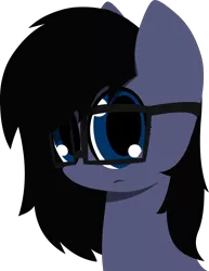 Size: 2568x3329 | Tagged: safe, derpibooru import, oc, oc:starry dusk, unofficial characters only, pony, black hair, blue eyes, bust, clean, confused, female, game, glasses, long hair, look to the side, mare, original character do not steal, shadows, side look, simple background, solo, style, transparent background, vector