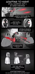 Size: 960x2000 | Tagged: grimdark, artist:terminuslucis, derpibooru import, vinyl scratch, pony, unicorn, comic:adapting to night, comic:adapting to night: ritual sacrifice, blood, comic, cult, death, flashback, mace, sword, weapon