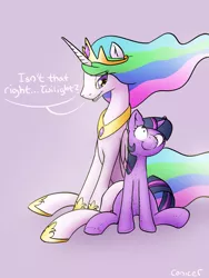 Size: 1200x1600 | Tagged: safe, artist:conicer, derpibooru import, princess celestia, twilight sparkle, pony, doll, female, grin, implied twilestia, insanity, lesbian, mare, plushie, shipping, sitting, smiling, solo, speech bubble, toy, twidoll, twilestia, wide eyes