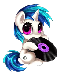 Size: 1836x2261 | Tagged: safe, artist:pridark, derpibooru import, vinyl scratch, pony, unicorn, cute, female, filly, filly vinyl scratch, hoof hold, looking at you, mouth hold, nibbling, nom, pridark is trying to murder us, record, simple background, sitting, solo, transparent background, vinylbetes, weapons-grade cute, wub, younger