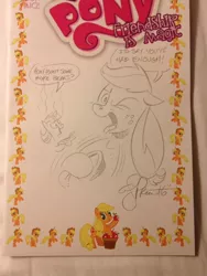 Size: 768x1024 | Tagged: andy you magnificent bastard, applejack, artist:andypriceart, blazing saddles, comic cover, commission, derpibooru import, implied farting, reference, safe, traditional art, twilight sparkle