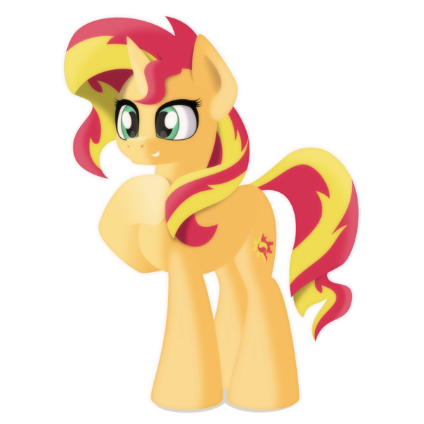 Size: 2400x2400 | Tagged: safe, artist:ivacatherianoid, derpibooru import, sunset shimmer, pony, unicorn, cute, raised hoof, shimmerbetes, smiling, solo