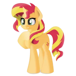 Size: 2400x2400 | Tagged: safe, artist:ivacatherianoid, derpibooru import, sunset shimmer, pony, unicorn, cute, raised hoof, shimmerbetes, smiling, solo