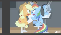 Size: 960x550 | Tagged: applejack, artist:dm29, ashleigh ball, derpibooru import, duo, rainbow dash, safe, voice acting, voice actor joke