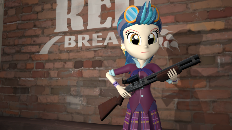 Size: 1920x1080 | Tagged: safe, artist:razethebeast, derpibooru import, indigo zap, equestria girls, 3d, 3d model, clothes, crystal prep academy uniform, crystal prep shadowbolts, frontier justice, gun, school uniform, shotgun, skirt, source filmmaker, weapon