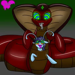 Size: 4000x4000 | Tagged: suggestive, artist:askhypnoswirl, derpibooru import, oc, oc:shaw, oc:wishy, unofficial characters only, breezie, lamia, original species, absorption, ahegao, assimilation, drool, fetish, latex, mind control, open mouth, rubber, tongue out, vore