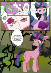 Size: 1280x1816 | Tagged: artist:inoue, book, colored, comic:unilove, derpibooru import, doujin, explicit source, fever, safe, sick, sleeping, spike, translation, twilight sparkle, unilove