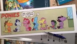 Size: 1200x683 | Tagged: safe, artist:andypriceart, derpibooru import, applejack, fluttershy, peewee, pinkie pie, rainbow dash, rarity, spike, twilight sparkle, twilight sparkle (alicorn), alicorn, pony, charles m schulz, mane seven, mane six, peanuts, style emulation