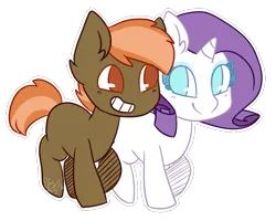 Size: 709x568 | Tagged: artist:strawburryoreo, button mash, derpibooru import, female, filly rarity, male, rarimash, rarity, safe, shipping, simple background, smiling, straight, transparent background