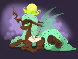 Size: 800x600 | Tagged: artist:ectectbehho, changeling, changeling oc, chocolate, derpibooru import, food, food pony, ice cream, mint, mint chocolate chip, oc, oc:physalis, original species, safe, solo, unofficial characters only