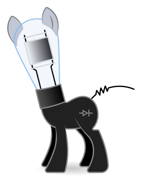 Size: 6605x8547 | Tagged: absurd resolution, artist:mikej, cutie mark, derpibooru import, diode, ears, hooves, inanimate object, object pony, oc, oc:ambrose d forest, original species, ponified, safe, simple background, tail, vacuum tubes, wat, watt, white background