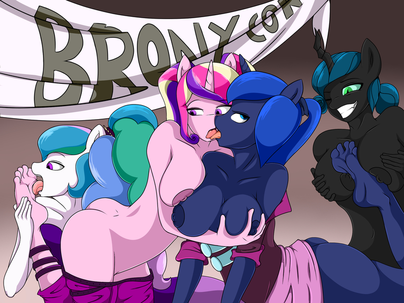 Size: 2048x1536 | Tagged: questionable, artist:bronypanda, derpibooru import, princess cadance, princess celestia, princess luna, principal abacus cinch, queen chrysalis, sonata dusk, anthro, plantigrade anthro, bronycon, ahegao, ass, aunt and niece, backbend, barefoot, bedroom eyes, between breasts, big breasts, breast fondling, breast grab, breast squeeze, breasts, busty princess cadance, busty princess luna, busty queen chrysalis, celestiance, clothes, cosplay, cosplay porn, costume, exposed breasts, feet, female, foot fetish, foot worship, french kiss, grin, grope, incest, kissing, kneeling, lesbian, licking, licking foot, lovebutt, lundance, mega milk, meme, nipples, no tail, nudity, one eye closed, open mouth, partial nudity, princest, prone, royal sisters, rubbing, shipping, skirt, skirt lift, sloppy kissing, smiling, stripping, the dazzlings, titty monster meme, tongue out, wink