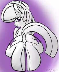 Size: 1024x1254 | Tagged: artist:qwertyuiopoiuytrewq, artist:yoditax, both cutie marks, color, derpibooru import, featureless crotch, female, looking back, plot, solo, solo female, suggestive, twilight sparkle