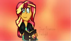 Size: 1024x597 | Tagged: safe, artist:pastel-pony-artist, derpibooru import, sunset shimmer, equestria girls, book