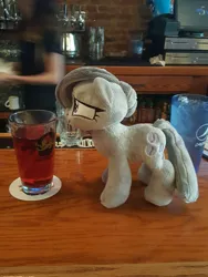 Size: 682x909 | Tagged: adorable face, alcohol, artist needed, bronycon 2016, cider, cup, cute, derpibooru import, glass of water, hnnng, irl, marblebetes, marble pie, photo, plushie, safe, straw