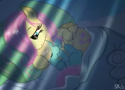 Size: 1122x802 | Tagged: safe, artist:dsana, derpibooru import, fluttershy, zephyr breeze, pegasus, pony, brother and sister, colt zephyr breeze, cute, female, filly, filly fluttershy, hoof in mouth, hoof sucking, male, mare, shyabetes, sleeping, younger, zephyrbetes