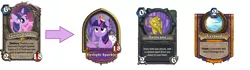 Size: 2282x640 | Tagged: safe, derpibooru import, screencap, twilight sparkle, pony, big crown thingy, card, hearthstone, hero power, jewelry, meta, regalia, scepter, solo, twilight scepter, warcraft, weapon, world of warcraft