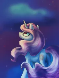 Size: 600x800 | Tagged: artist:veliska, :c, derpibooru import, looking up, plot, princess celestia, safe, solo