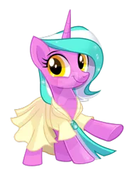 Size: 1024x1333 | Tagged: safe, artist:wicklesmack, derpibooru import, oc, oc:mane event, unofficial characters only, pony, unicorn, clothes, dress, female, mare, solo, watermark