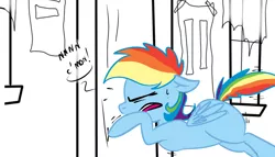 Size: 2480x1417 | Tagged: artist:theponybox696, colored, color edit, comic:the cutie pee, derpibooru import, desperation, edit, need to pee, omorashi, potty dance, potty emergency, potty time, rainbow dash, safe, solo, the cutie map, trotting in place