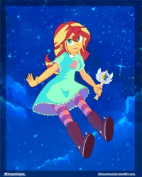 Size: 2503x3126 | Tagged: source needed, useless source url, safe, artist:minusclass, derpibooru import, sunset shimmer, equestria girls, clothes, cosplay, costume, crossover, cute, disney, magic wand, magical girl, open mouth, solo, star butterfly, star vs the forces of evil