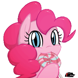 Size: 1000x1000 | Tagged: safe, artist:ggumbaramggun, derpibooru import, pinkie pie, animated, candy, food, licking, solo, tongue out