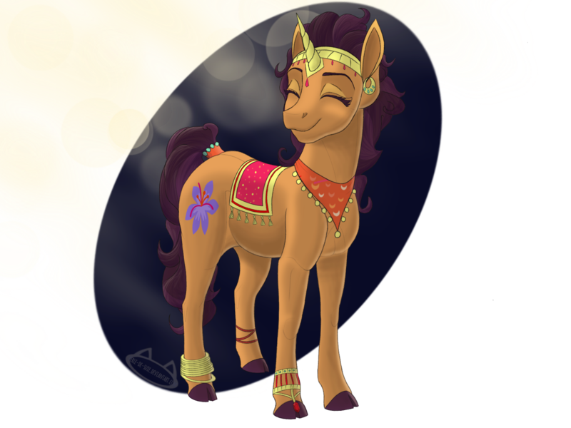 Size: 2048x1536 | Tagged: artist:perle-de-suie, cloven hooves, derpibooru import, missing accessory, safe, saffron masala, solo